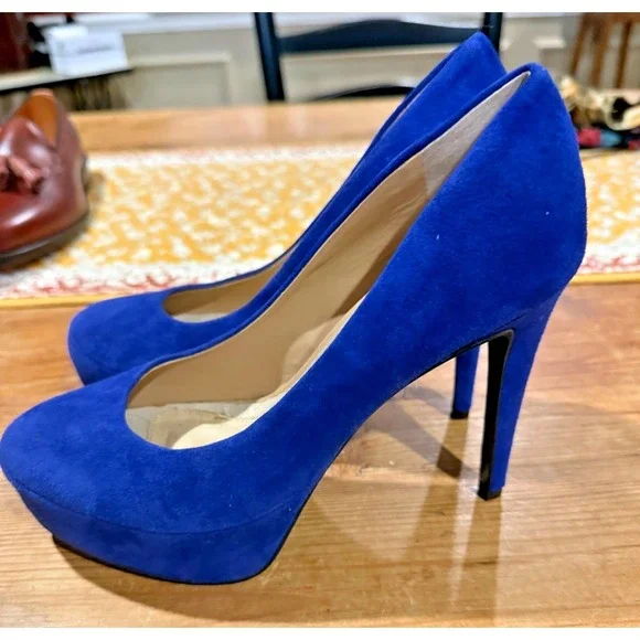 Diane Von Furstenberg Womens Blue Renee Suede‎ Pumps Size 7.5 $298.00